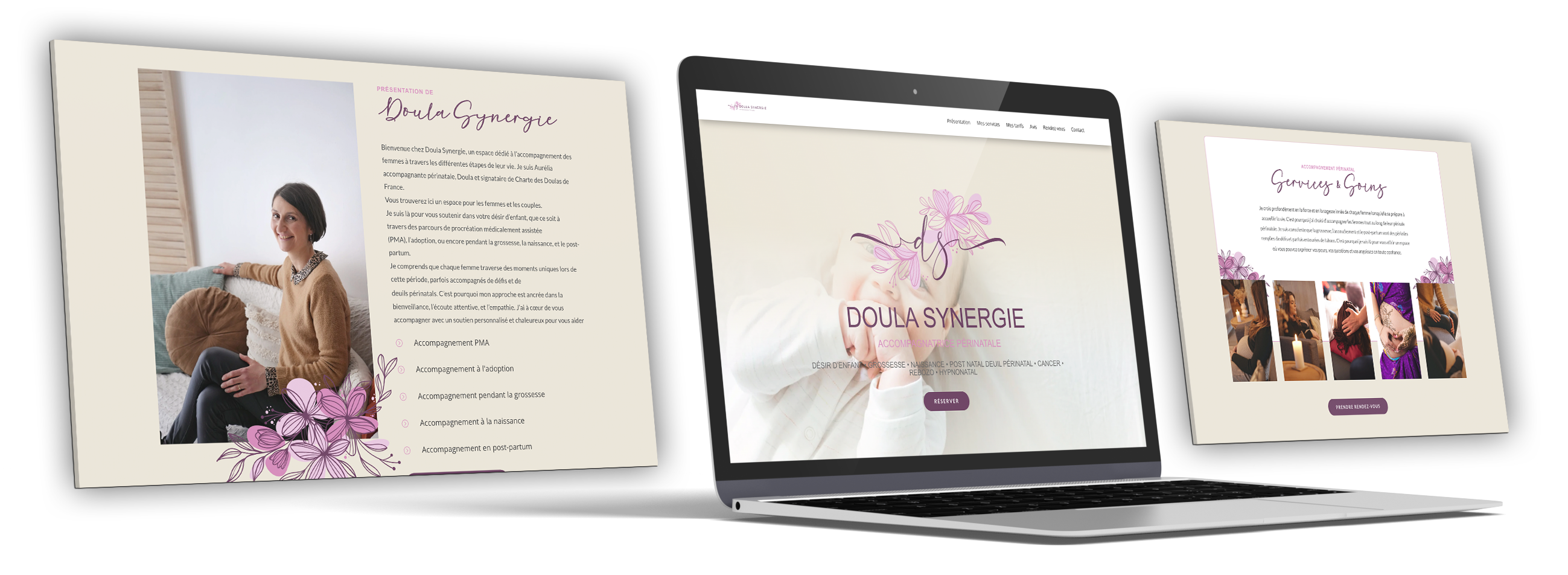 Doula synergie - creation site en ligne avec reservation 